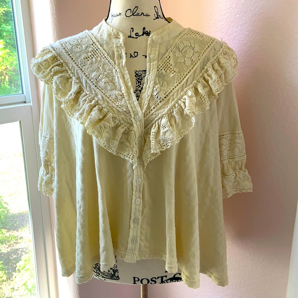 Free People crochet lace blouse